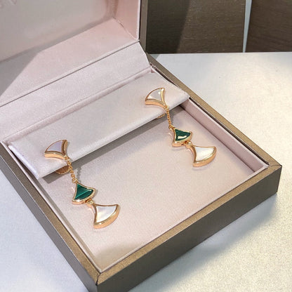 [⭐Veyra]DREAM EARRINGS 3 MOTIFS MALACHITE MOP PINK GOLD