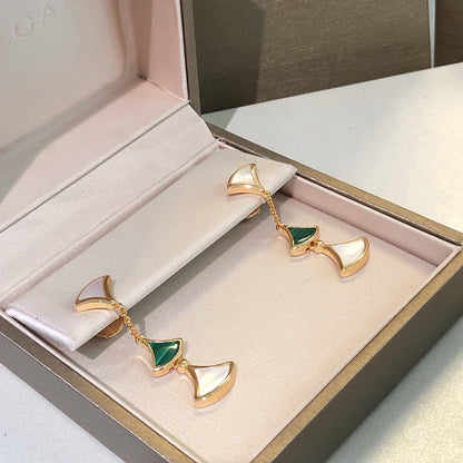 [⭐Veyra]DREAM EARRINGS 3 MOTIFS MALACHITE MOP PINK GOLD