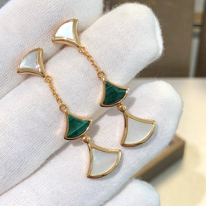 [⭐Veyra]DREAM EARRINGS 3 MOTIFS MALACHITE MOP PINK GOLD