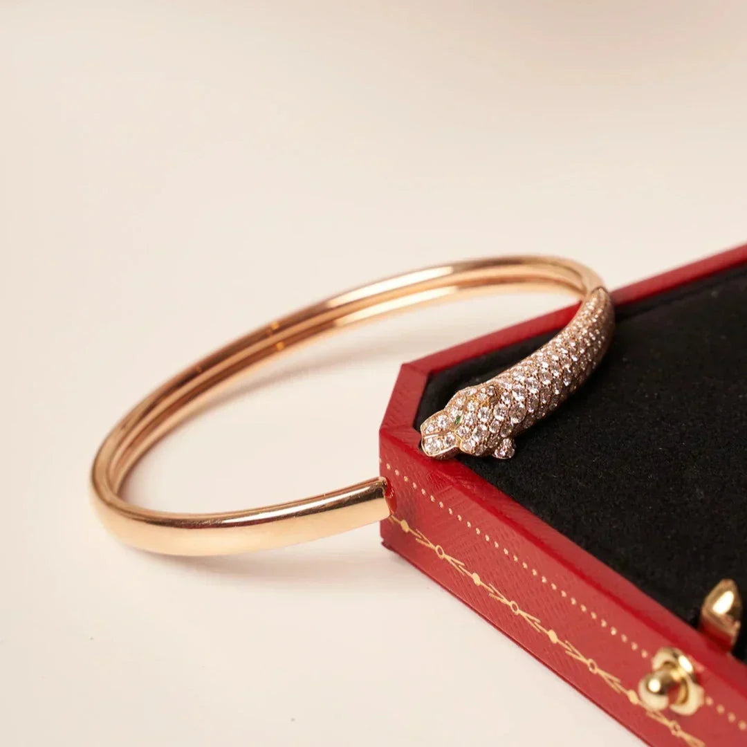 [⭐Veyra]PANTHERE HALF DIAMOND OPEN BRACELET