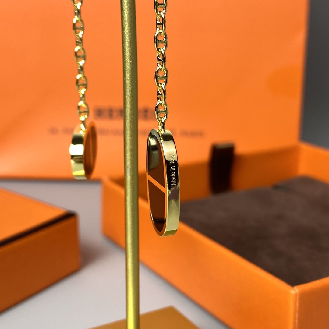 [⭐Veyra]CHAINE VERSO BLACK CERAMIC EARRINGS