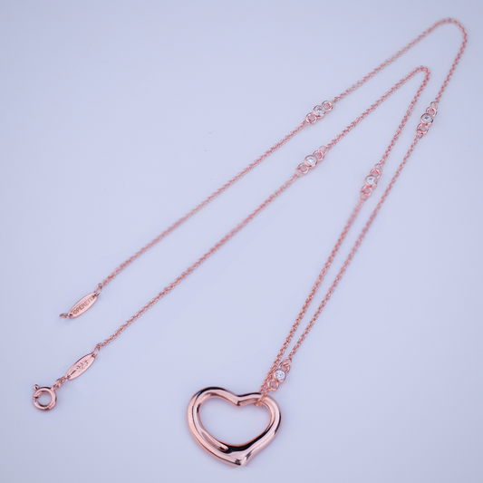 [⭐Veyra Jewels]OPEN HEART PEDANT PINK GOLD NECKLACE