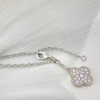 [⭐Veyra]CLOVER 5 MOTIFS SILVER DIAMONDS NECKLACE