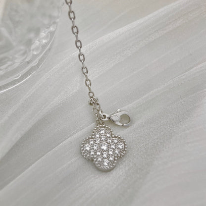 [⭐Veyra]CLOVER 5 MOTIFS SILVER DIAMONDS NECKLACE