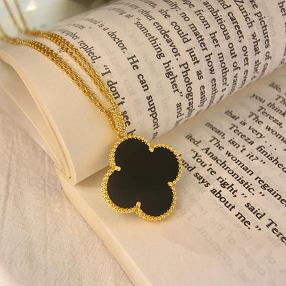 [⭐Veyra]CLOVER 25MM NECKLACE GOLD ONYX