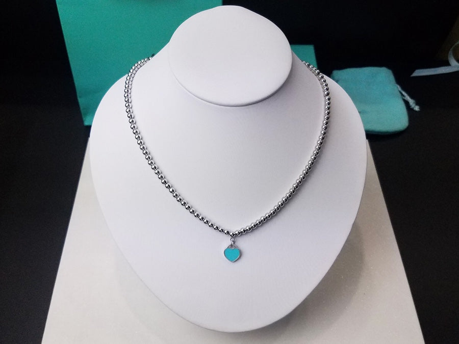 [⭐Veyra Jewels]HEART PEDANT SILVER BALL CHAIN NECKLACE