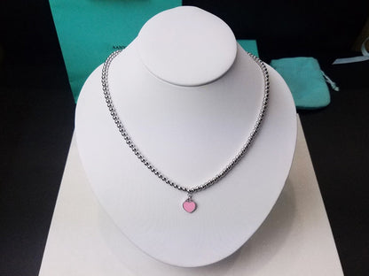 [⭐Veyra Jewels]HEART PEDANT SILVER BALL CHAIN NECKLACE