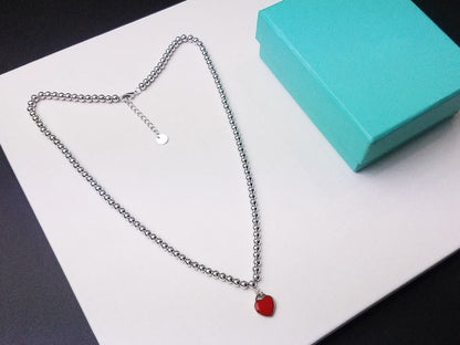 [⭐Veyra Jewels]HEART PEDANT SILVER BALL CHAIN NECKLACE