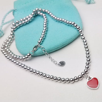 [⭐Veyra Jewels]HEART PEDANT SILVER BALL CHAIN NECKLACE
