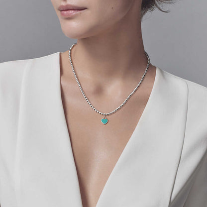 [⭐Veyra Jewels]HEART PEDANT SILVER BALL CHAIN NECKLACE