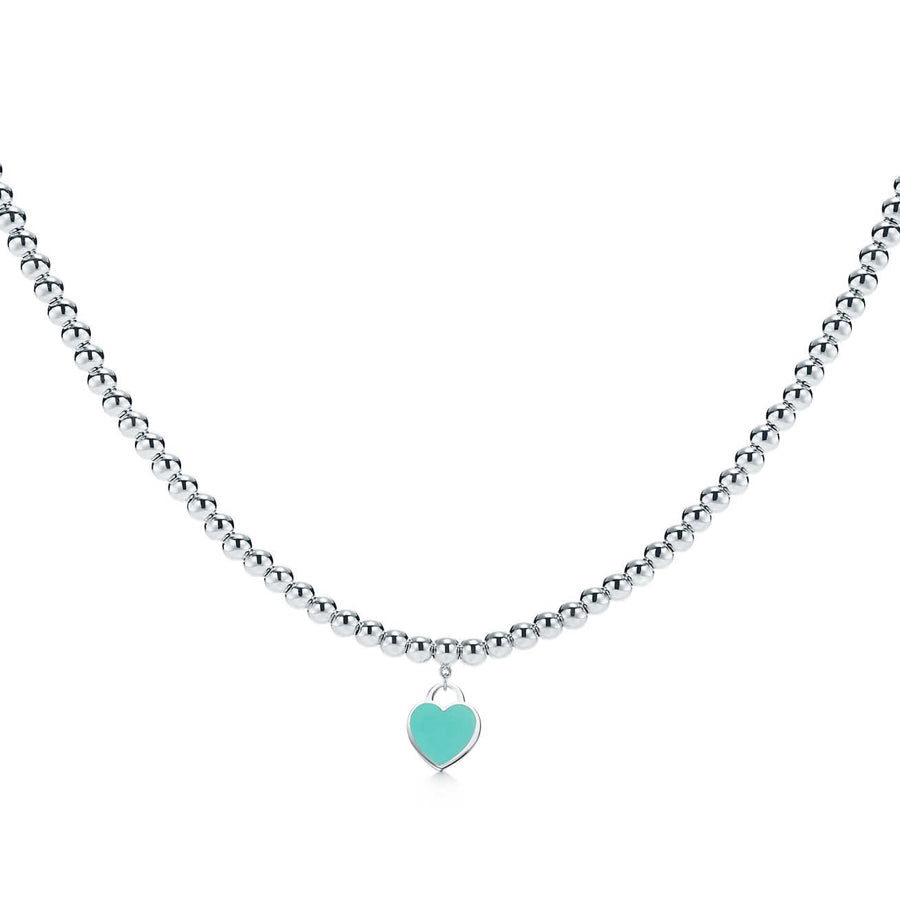 [⭐Veyra Jewels]HEART PEDANT SILVER BALL CHAIN NECKLACE