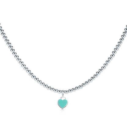 [⭐Veyra Jewels]HEART PEDANT SILVER BALL CHAIN NECKLACE