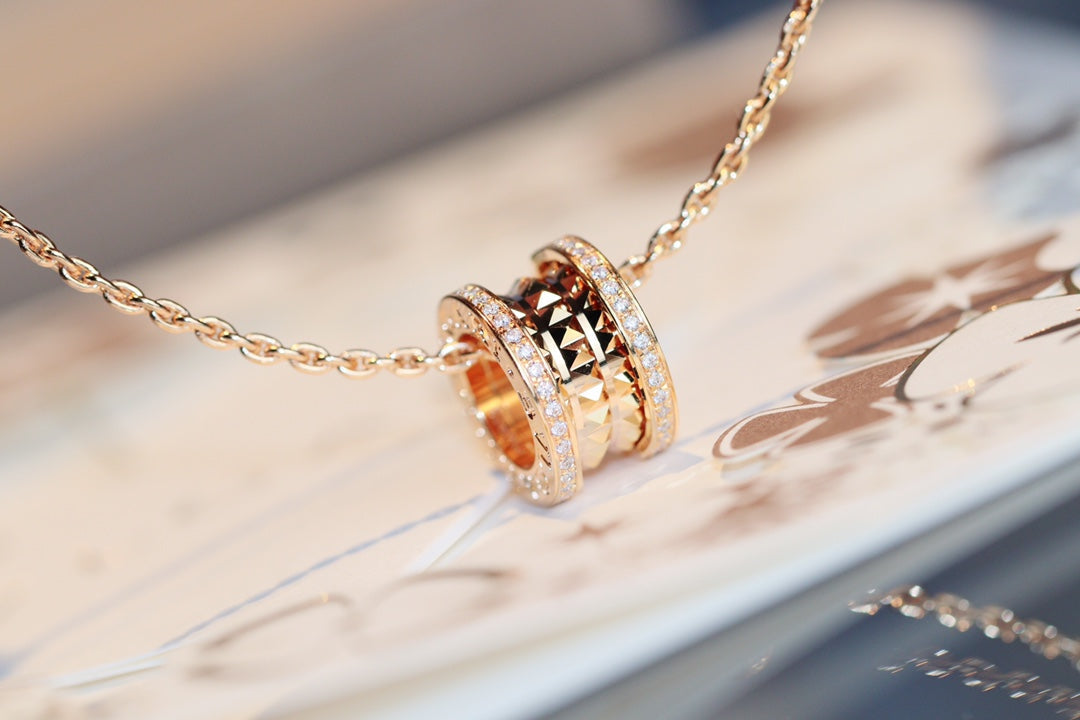 [⭐Veyra]ZERO 1 ROCK PEDANT PINK GOLD NECKLACE