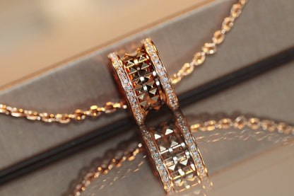 [⭐Veyra]ZERO 1 ROCK PEDANT PINK GOLD NECKLACE