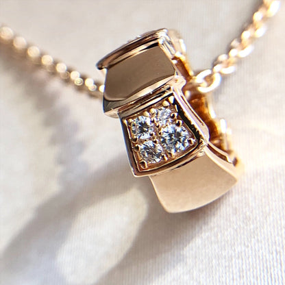 [⭐Veyra]SERPENTI PEDANT DIAMOND PINK GOLD NECKLACE