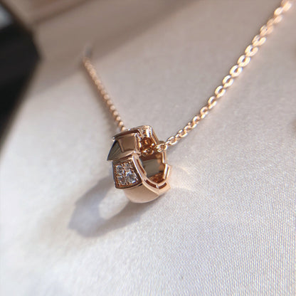 [⭐Veyra]SERPENTI PEDANT DIAMOND PINK GOLD NECKLACE