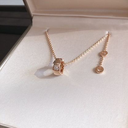 [⭐Veyra]SERPENTI PEDANT DIAMOND PINK GOLD NECKLACE
