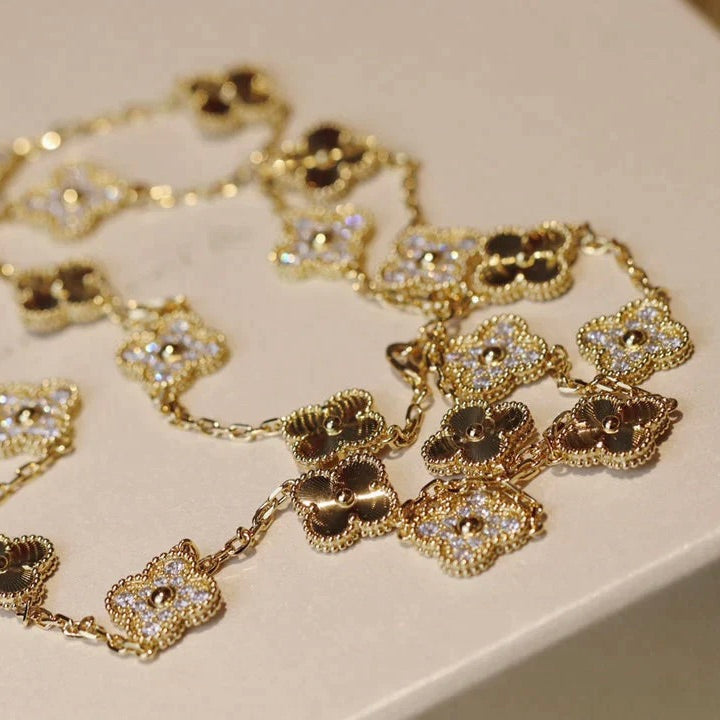 [⭐Veyra]CLOVER 20 MOTIFS LASER DIAMOND NECKLACE