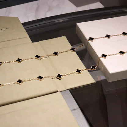 [⭐Veyra]CLOVER 20 MOTIFS ONYX NECKLACE