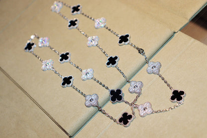 [⭐Veyra]CLOVER 20 MOTIFS ONYX DIAMOND SILVER