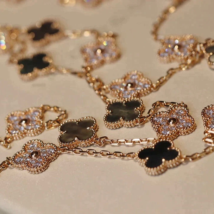 [⭐Veyra]CLOVER 20 MOTIFS DARK MOP DIAMOND  NECKLACE