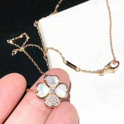 [⭐Veyra]CLOVER MOP DIAMOND ROSE GOLD NECKLACE