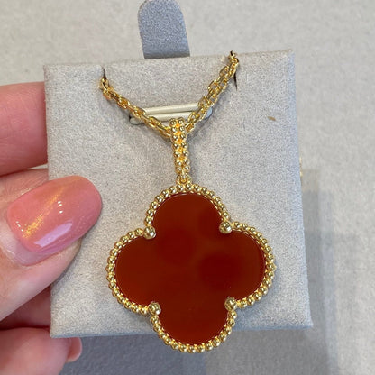 [⭐Veyra]CLOVER 25MM NECKLACE GOLD CARNELIAN