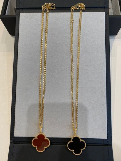 [⭐Veyra]CLOVER 25MM NECKLACE GOLD CARNELIAN