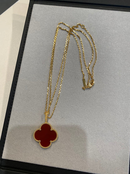 [⭐Veyra]CLOVER 25MM NECKLACE GOLD CARNELIAN