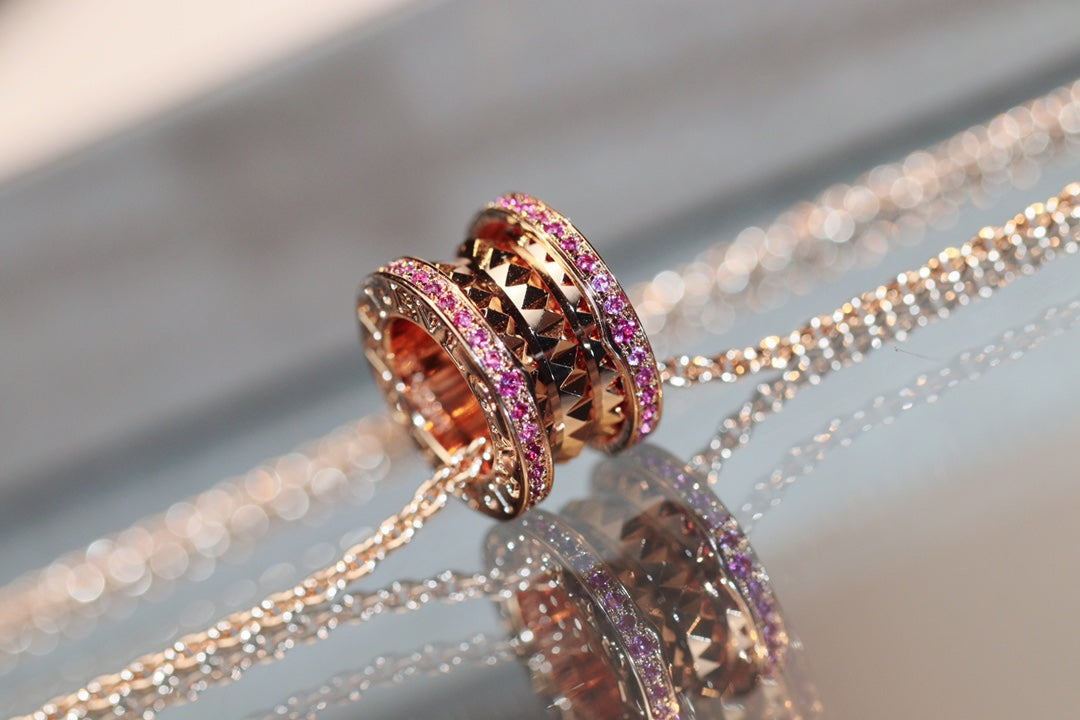 [⭐Veyra]ZERO 1 ROCK PINK GOLD PINK DIAMOND NECKLACE