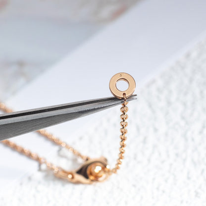 [⭐Veyra]ZERO 1 WHITE CERAMIC PINK GOLD DIAMOND NECKLACE