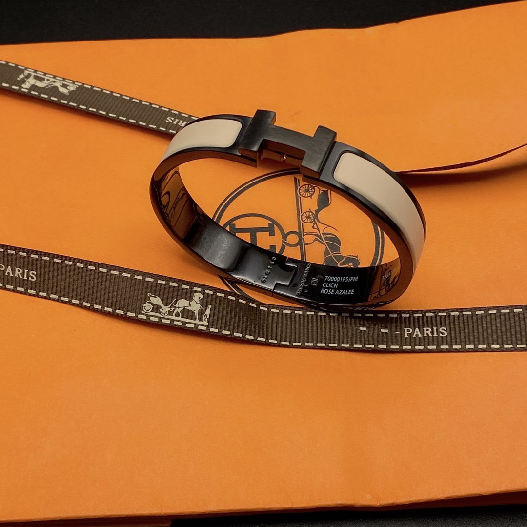 [⭐Veyra]H BRACELET 12MM BLACK BEIGE CERAMIC