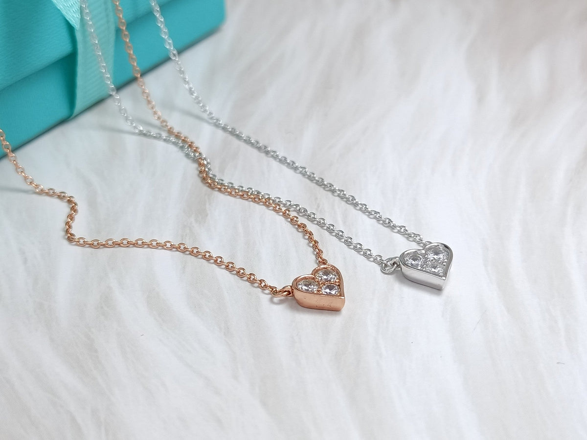 [⭐Veyra Jewels]HEART 3 DIAMONDS PEDANT NECKLACE
