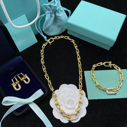 [⭐Veyra Jewels]HARDWEAR LINK DIAMOND GOLD EARRINGS