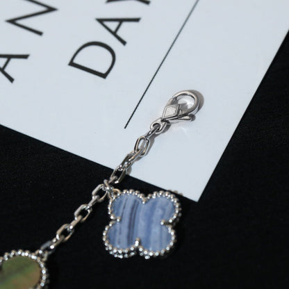 [⭐Veyra]CLOVER BRACELET 5 MOTIFS MOP CHALCEDONY SILVER