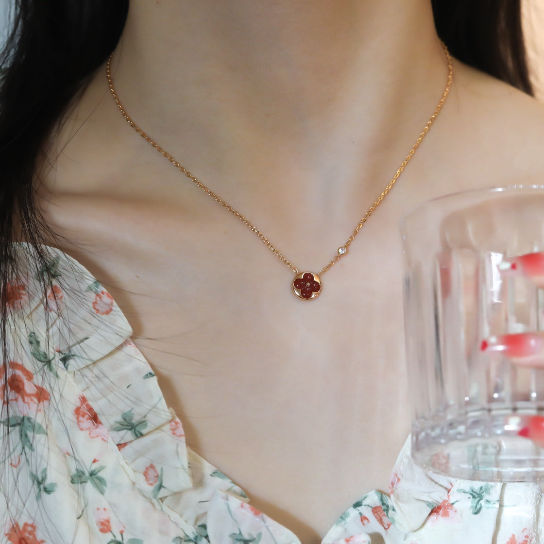 [⭐Veyra]SUN PEDANT PINK GOLD 1 DIAMOND NECKLACE