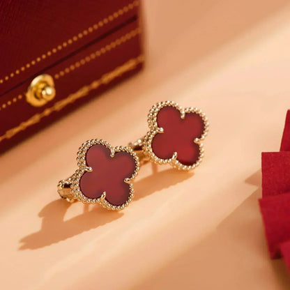 [⭐Veyra]CLOVER MEDIUM 1 MOTIFS CARNELIAN  EARRINGS
