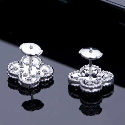 [⭐Veyra]CLOVER 1 MOTIFS DIAMOND STUD EARRINGS SILVER