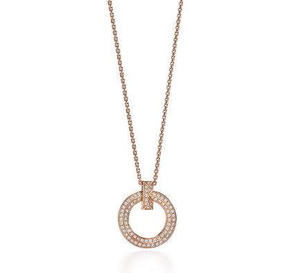 [⭐Veyra Jewels]T CIRCLE PEDANT DIAMOND NECKLACE