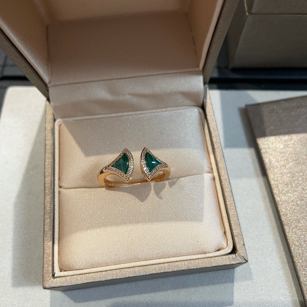 [⭐Veyra]DREAM MALACHITE DIAMOND OPEN RING