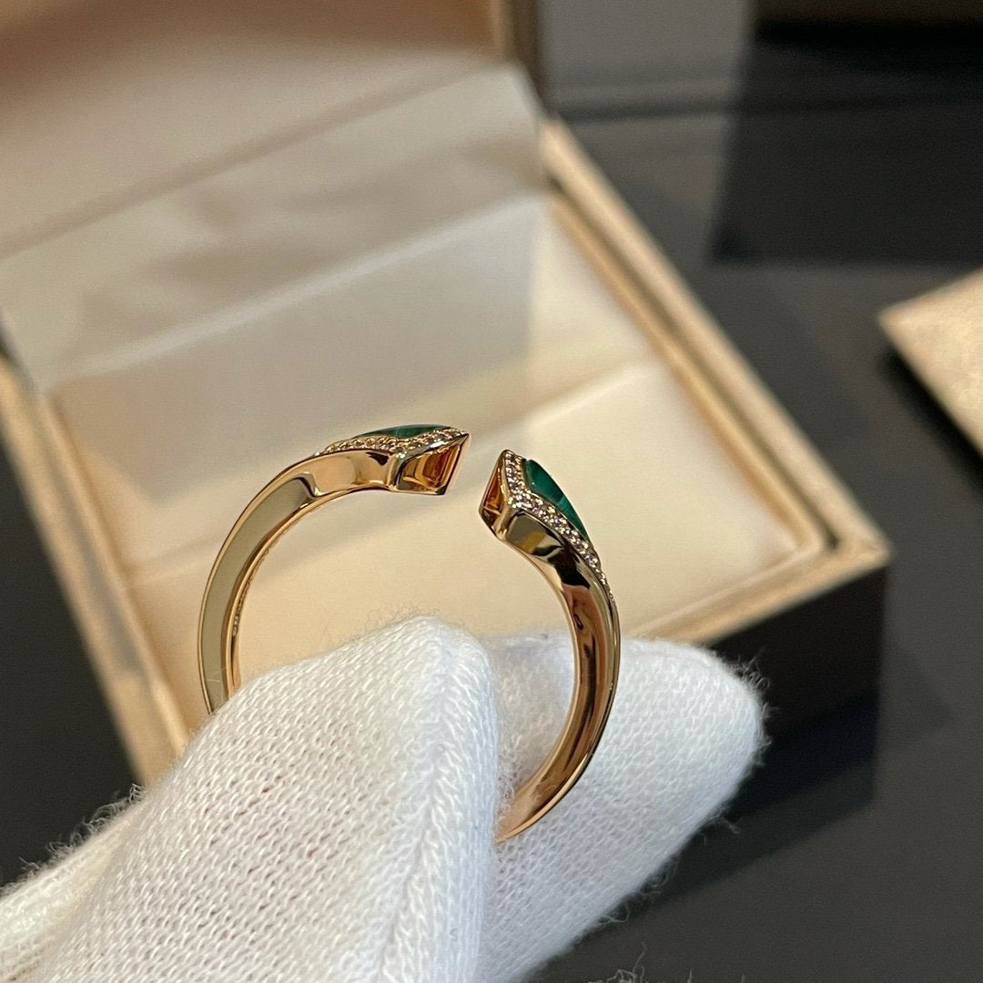 [⭐Veyra]DREAM MALACHITE DIAMOND OPEN RING