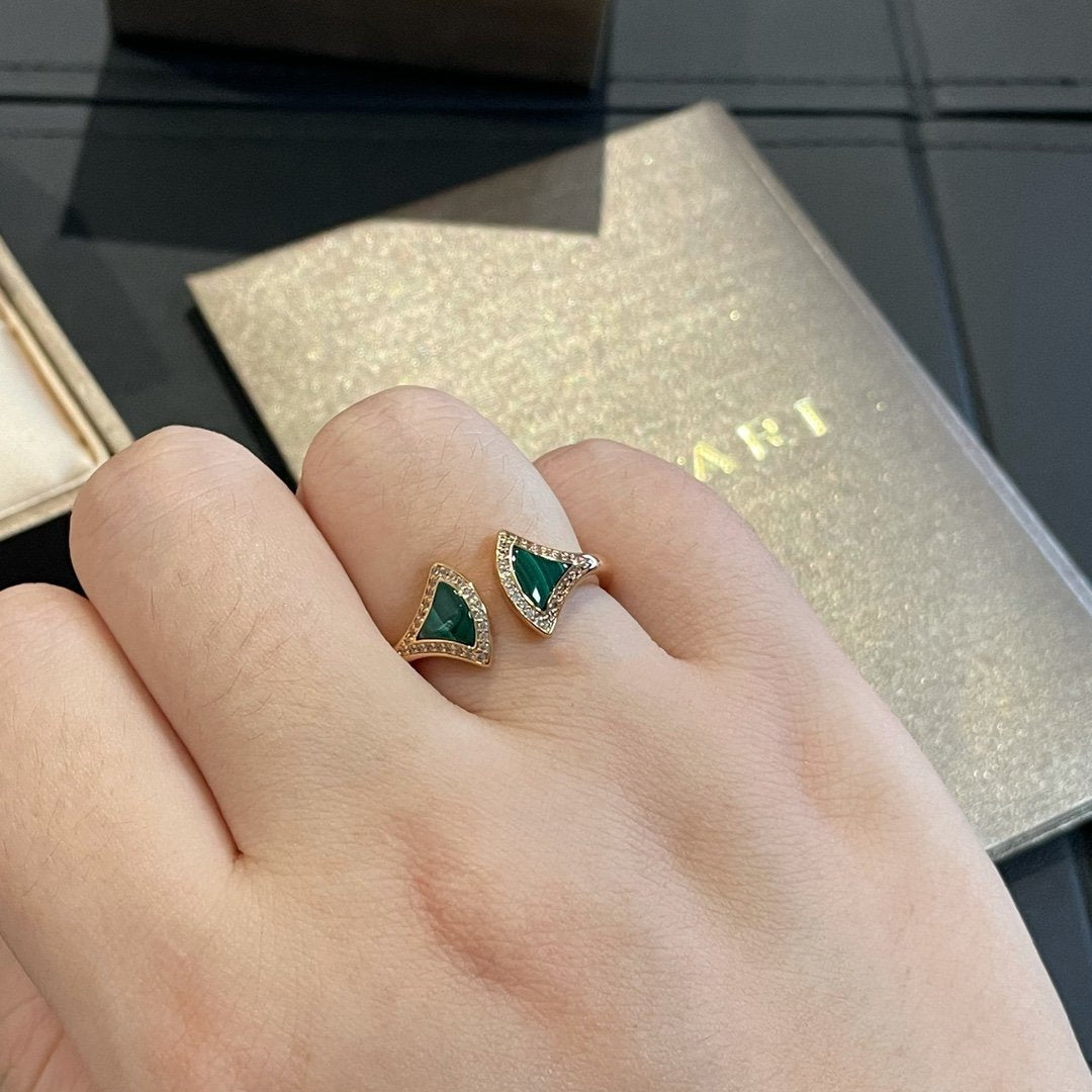 [⭐Veyra]DREAM MALACHITE DIAMOND OPEN RING