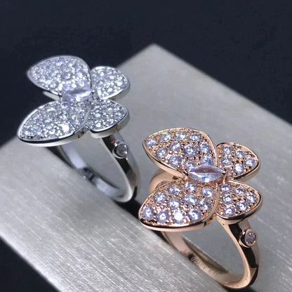 [⭐Veyra]BUTTERFLY PINK GOLD DIAMOND RING