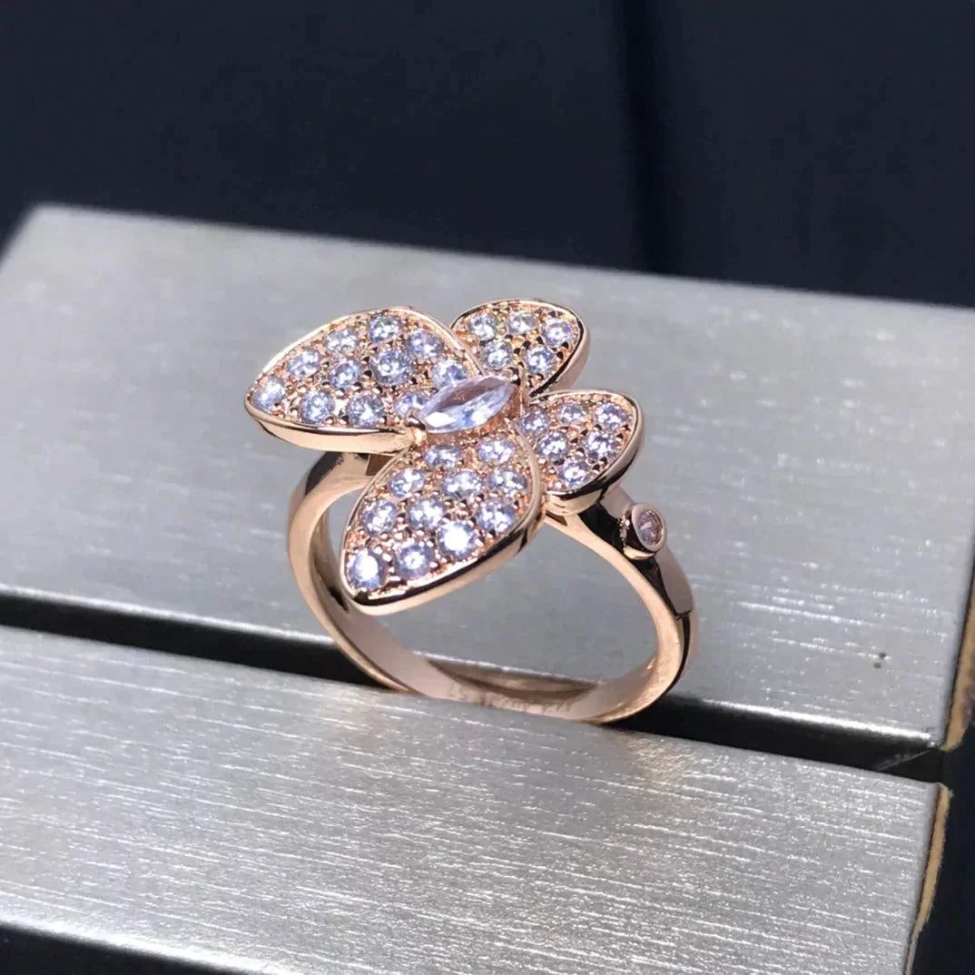 [⭐Veyra]BUTTERFLY PINK GOLD DIAMOND RING