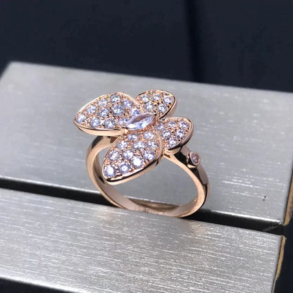 [⭐Veyra]BUTTERFLY PINK GOLD DIAMOND RING