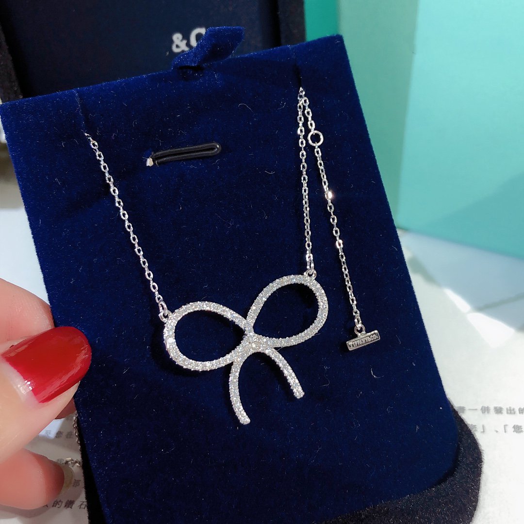 [⭐Veyra Jewels]CLAW SET RHODIUM PLATED BOW NECKLACE