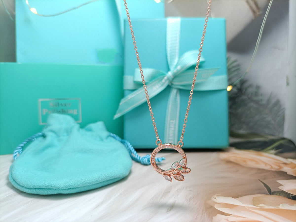 [⭐Veyra Jewels]DIAMOND VINE CIRCLE PENDANT PLATINUM NECKLACE