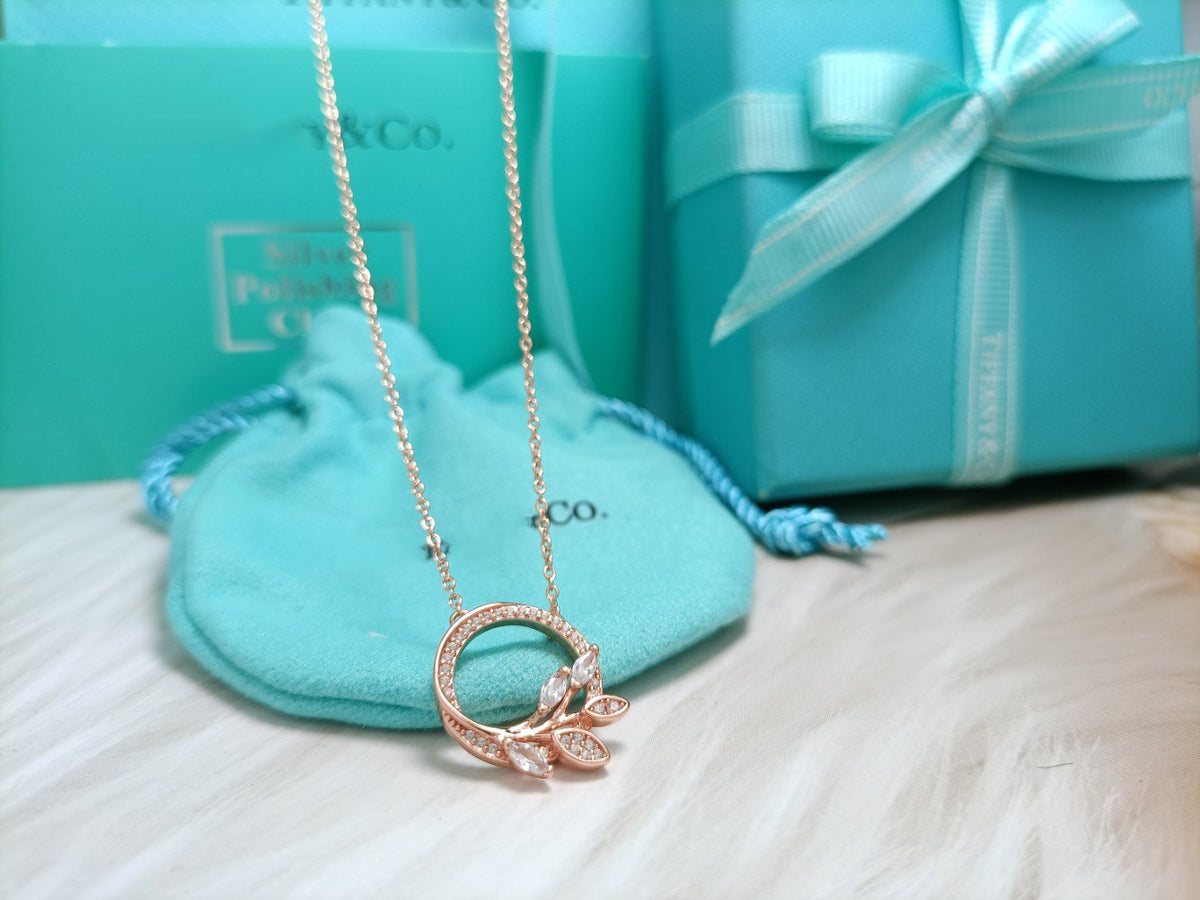 [⭐Veyra Jewels]DIAMOND VINE CIRCLE PENDANT PLATINUM NECKLACE