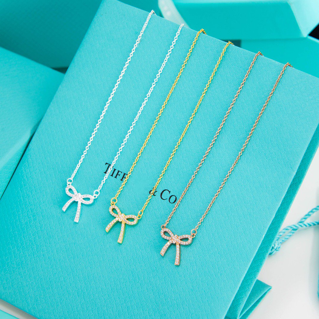 [⭐Veyra Jewels]RIBBON NECKLACE BOW PENDANT DIAMOND CHARM CHAIN