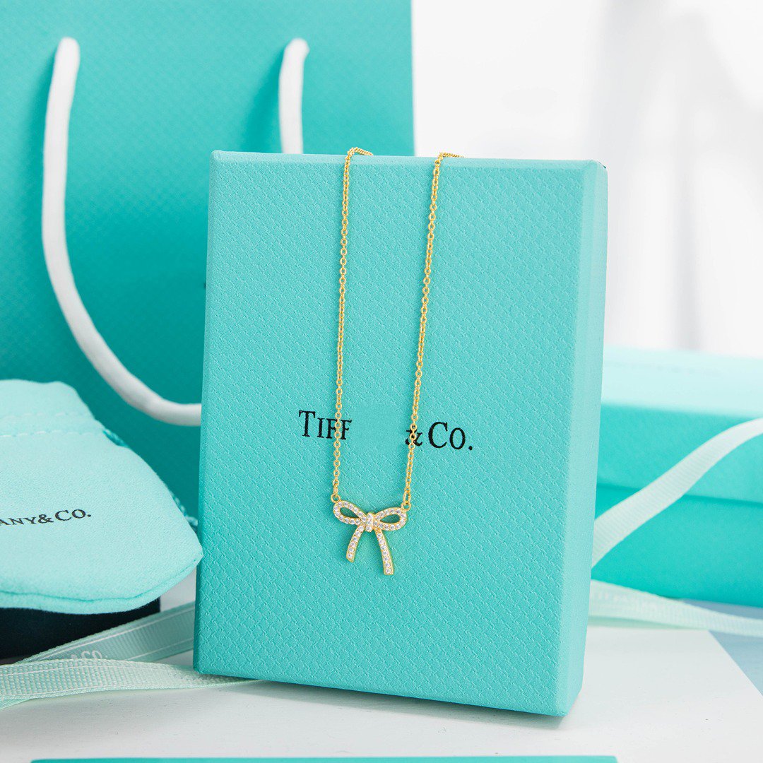 [⭐Veyra Jewels]RIBBON NECKLACE BOW PENDANT DIAMOND CHARM CHAIN